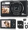 Digital Camera, 5K 80MP Dual Lens Camera with Dual Screens & 18X Digital Zoom, Compact Vlogging Camera for Teens with 32GB Card and 2 Batteries, Stylish Beginner Camera for Youth and Gift, Black