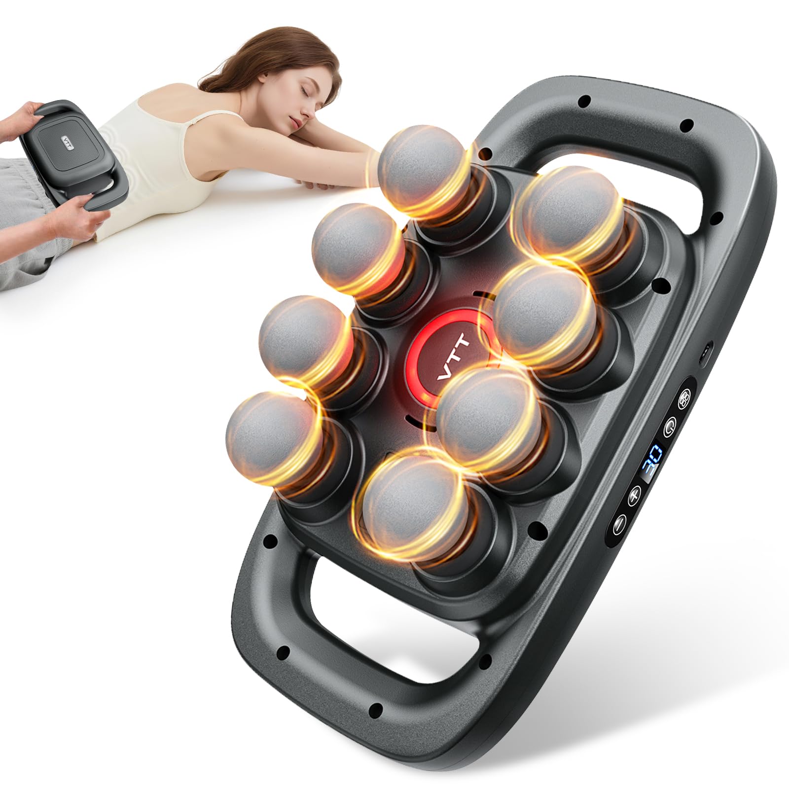 VTT 8-Head Massage Gun, Deep Tissue Back Massager, Electric Handheld Massager for Back, Shoulders, Legs, Muscle Pain Relief, Ideal Gifts for Women,