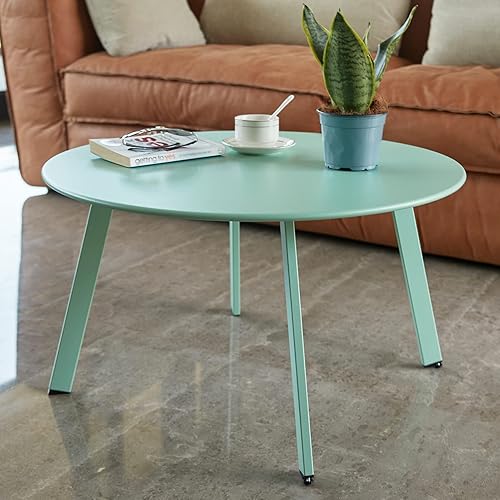 Miniatura 33 de Mesa de centro para patio, mesa redonda de acero de metal para exteriores, resistente a la intemperie, mesa antioxidante (negro)