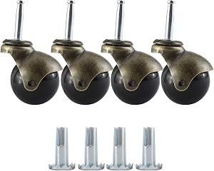 Artilife 4Pack Caster Wheels 2" Antique Copper Caster with 5/16" x 1-1/2"(8 x 38mm) Mounting Socket for Heavy-Duty Furniture Sofa Table Chair