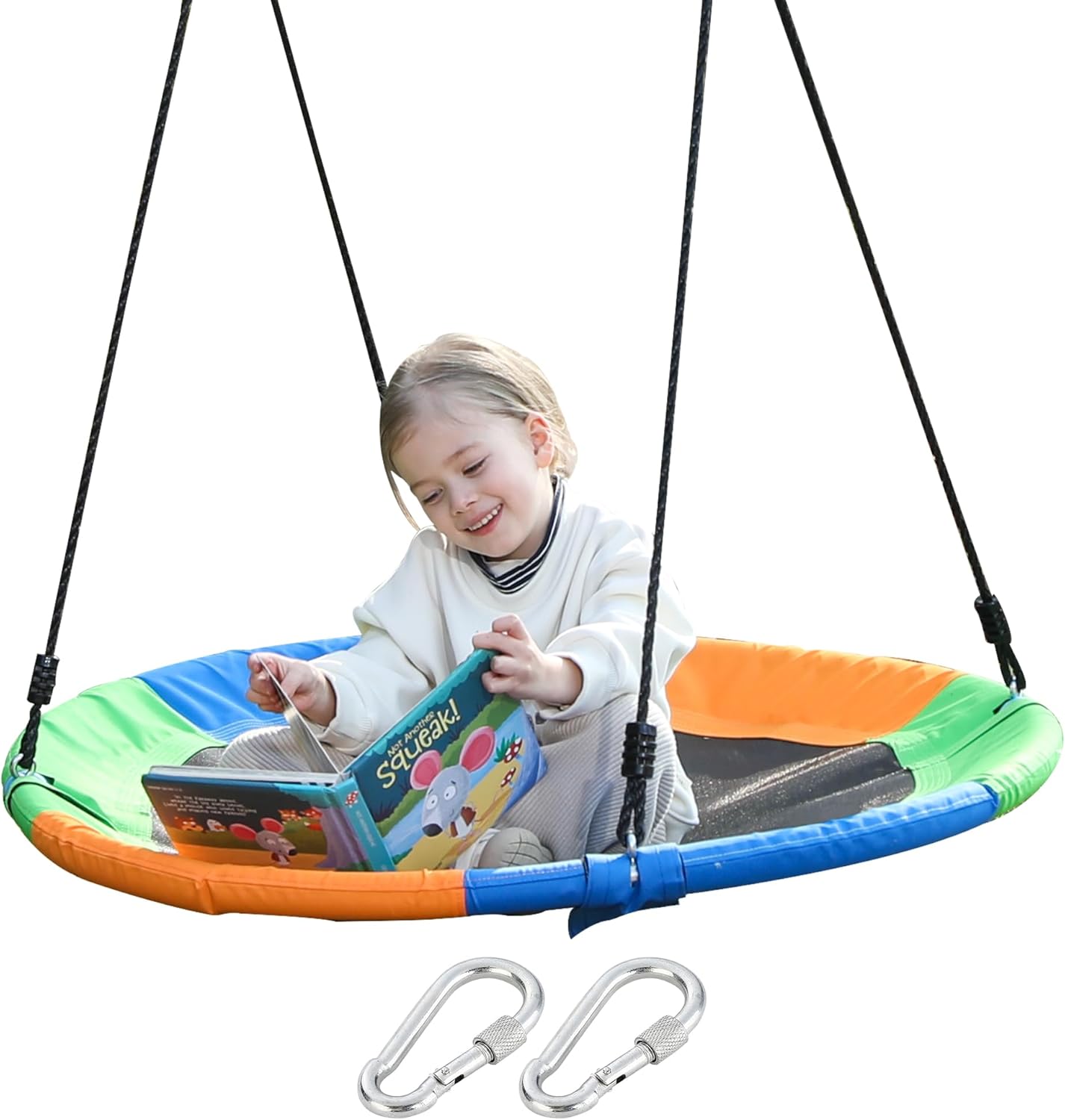 Saucer Tree Swing Seat for Kids 40 Inch Outdoor Round Tree Swing for Children Heavy Duty Safe Durable Easy Install for Backyard Multicolor