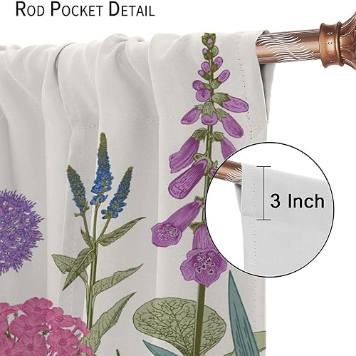 Miniatura 517 de Retro 70s Floral Blackout Window Curtains, Watercolor Flower Plant Rustic Modern Style Pattern Window Drapes, for Bedroom Living Room 42x45in 2