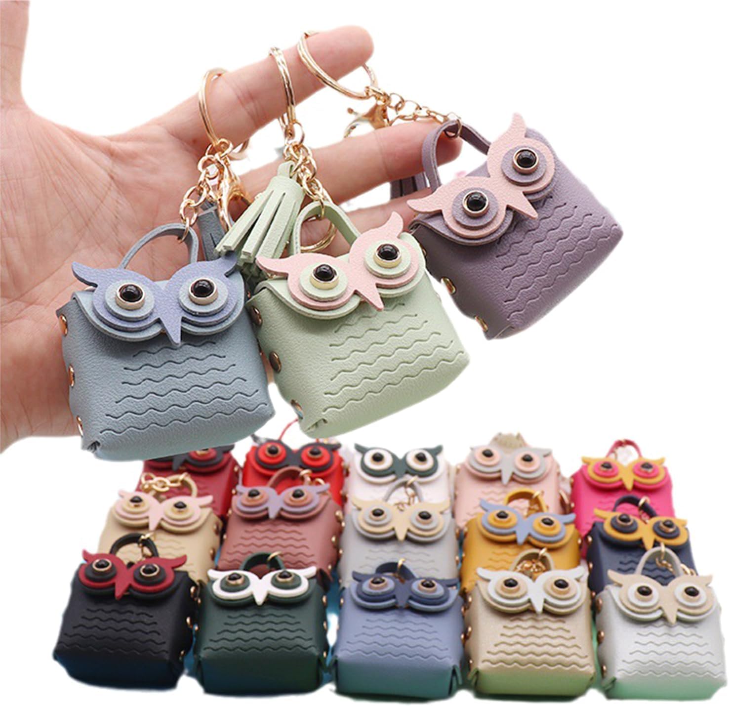 Owl Leather Coin Purse Keychain - Cute Animal Car Holder & Bag Decoration, Birthday Gift Accessory for Girls