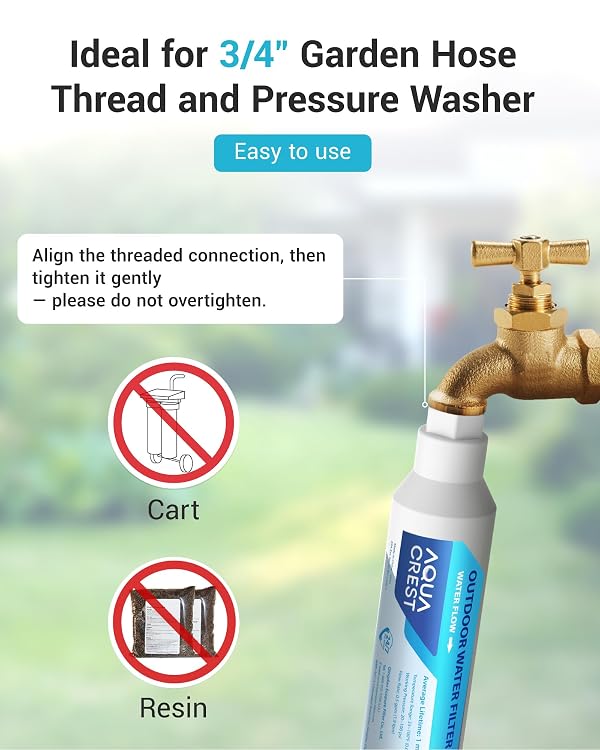 AQUACREST Inline Water Filter, Dedicated for Car Washing, Window & Yard Cleaning, Effectively Reduce Hard Water Spots, Soften Water, Upgraded Formula, Pack of 2 by AQUA CREST - Image 7