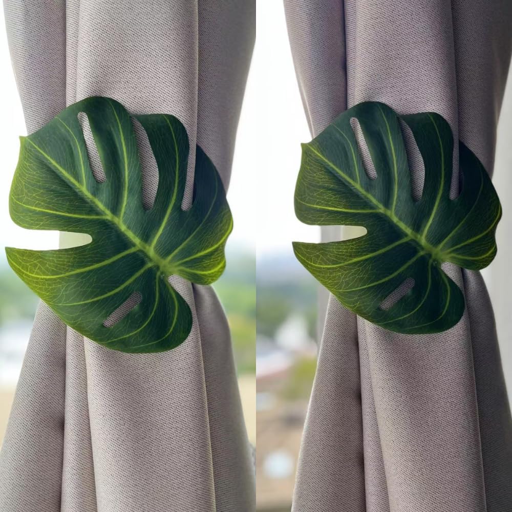 4pcs Leaf Curtain Tiebacks Stylish & Durable Perfect for Home Decor Green/Beige