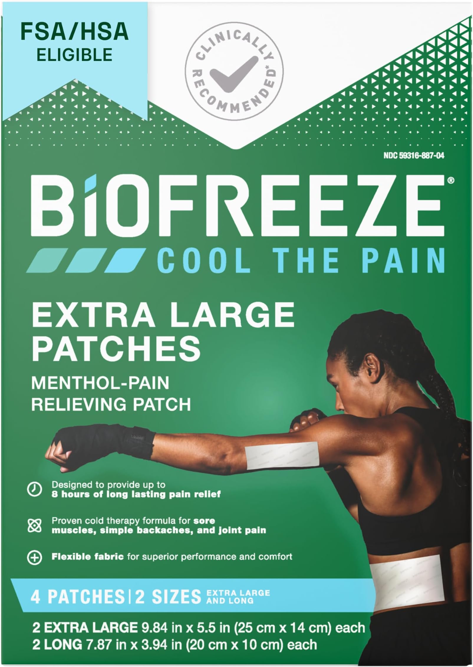 XL Pain Relief Patches, Cooling Menthol Pain Patch, 2 sizes, 4 ct