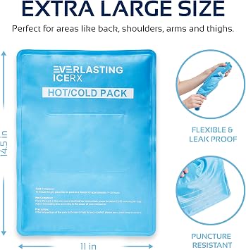 Reusable Ice Pack for Injuries | 11 x 14.5 - 2 Pack XL | Hot & Cold Pack | Large Ice Pack for Back Pain Relief, Soft Ice Packs Reusable, Flexible When Frozen