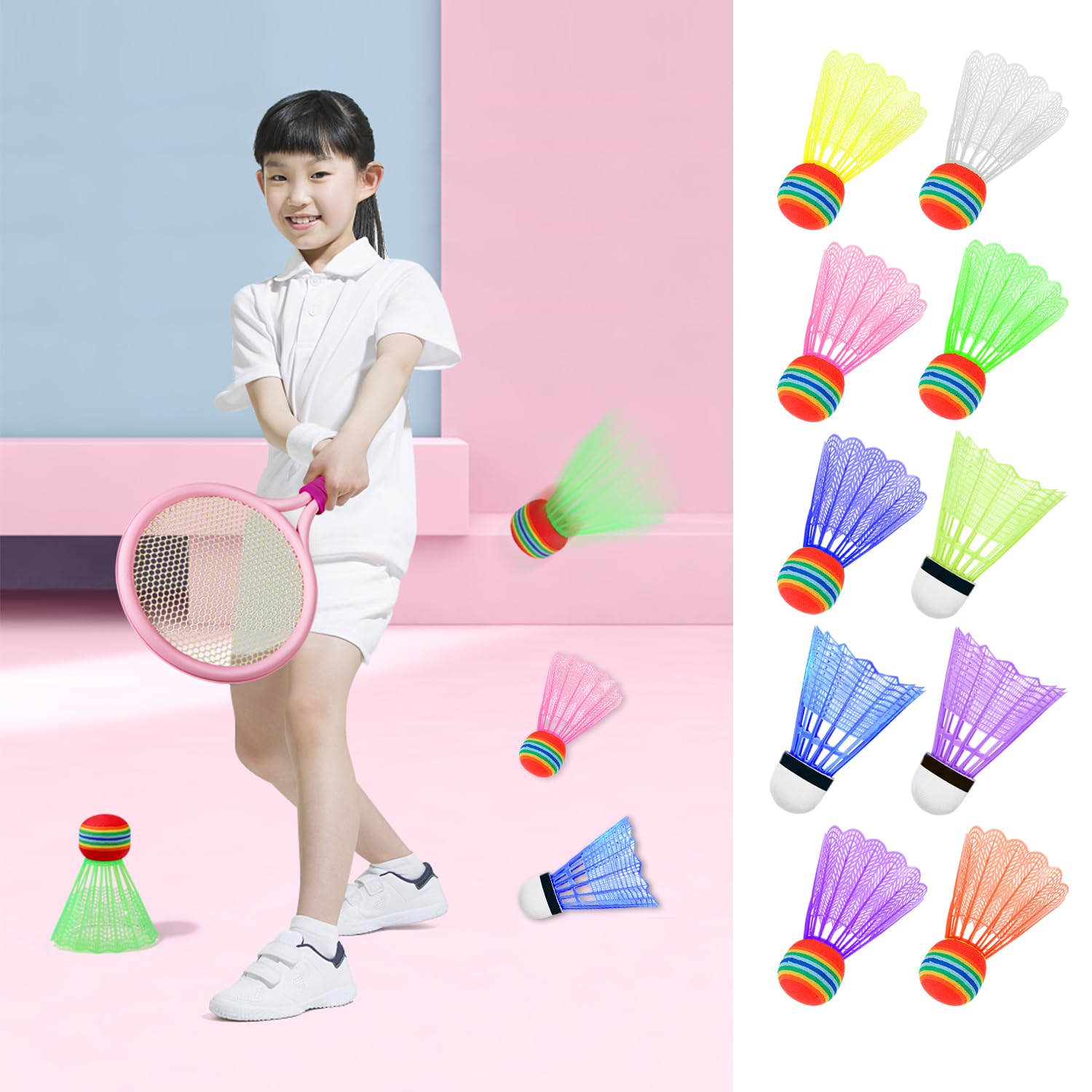 MEMOFYND Bádminton de plástico colorido, duradero para interiores y exteriores, entrenamiento y juegos