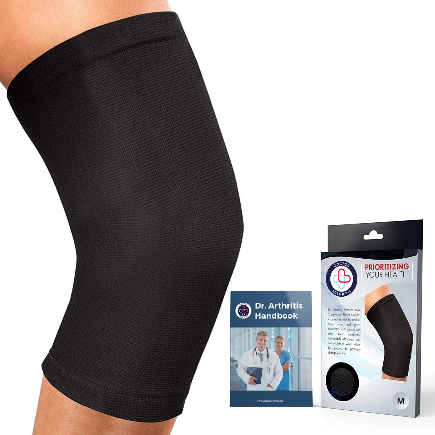 Doctor Developed Knee Brace/Knee Support/Knee Compression Sleeve [single] & Doctor Written Handbook -guaranteed Relief For Arthritis, Tendonitis, Injury (Black, M)
