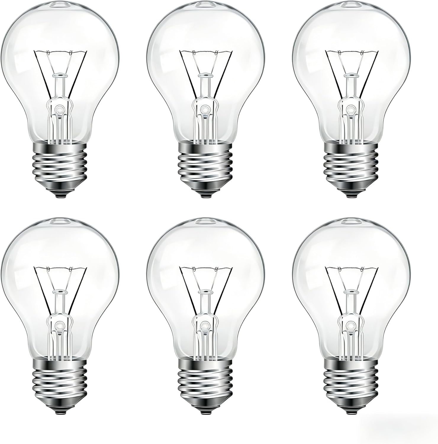 60 Watt Incandescent Light Bulbs, A19 60 WATT Incandescent Bulb Shatter Resistant Rough Service Light Bulb 60 W A19 Shape, Soft White-6Pack