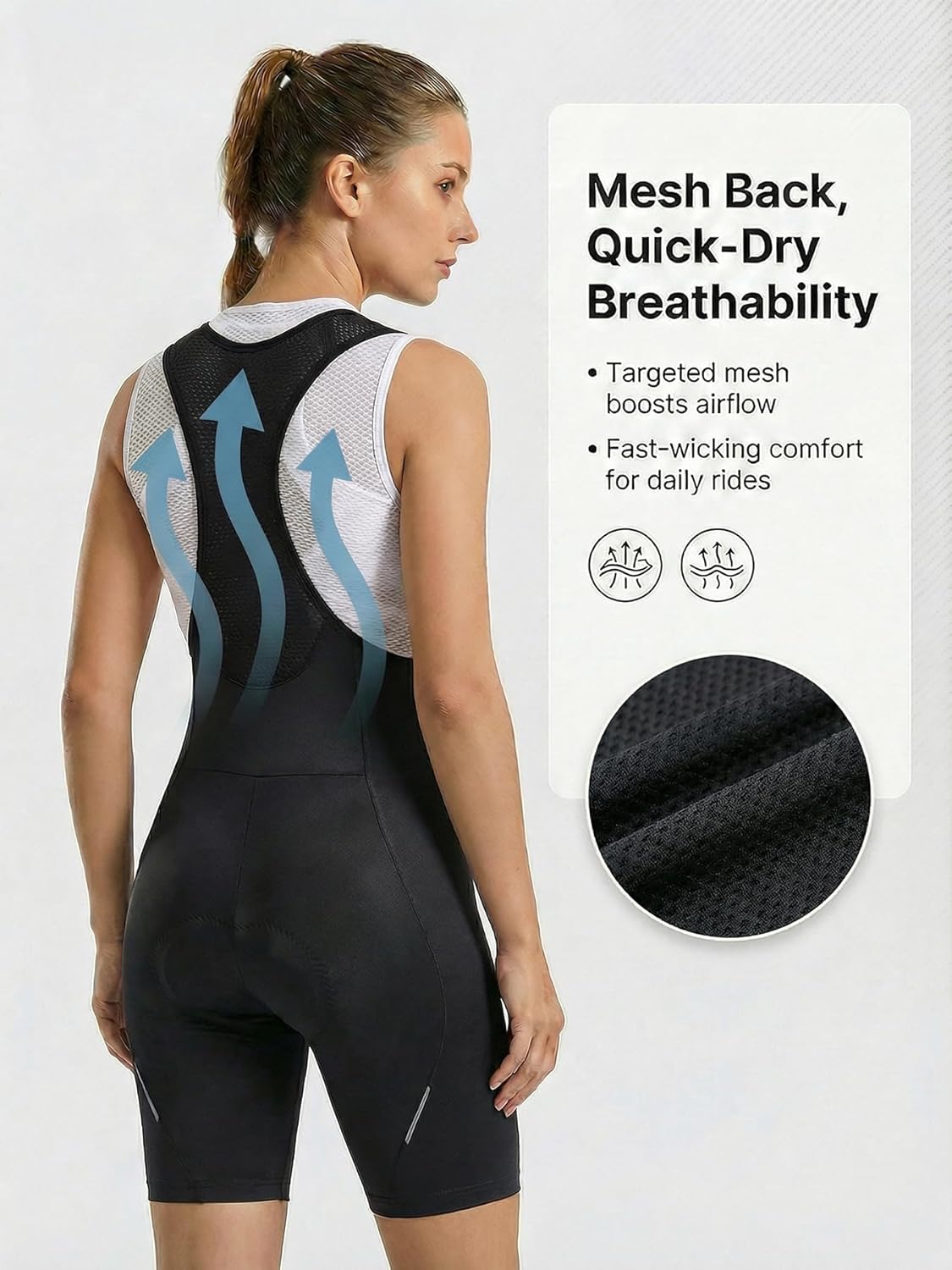 qualidyne Womens Cycling Bib Shorts, 4D Padded Chamois, 120kg/m3 High-Density Foam for Road Bike & Indoor Cycling - Image 4