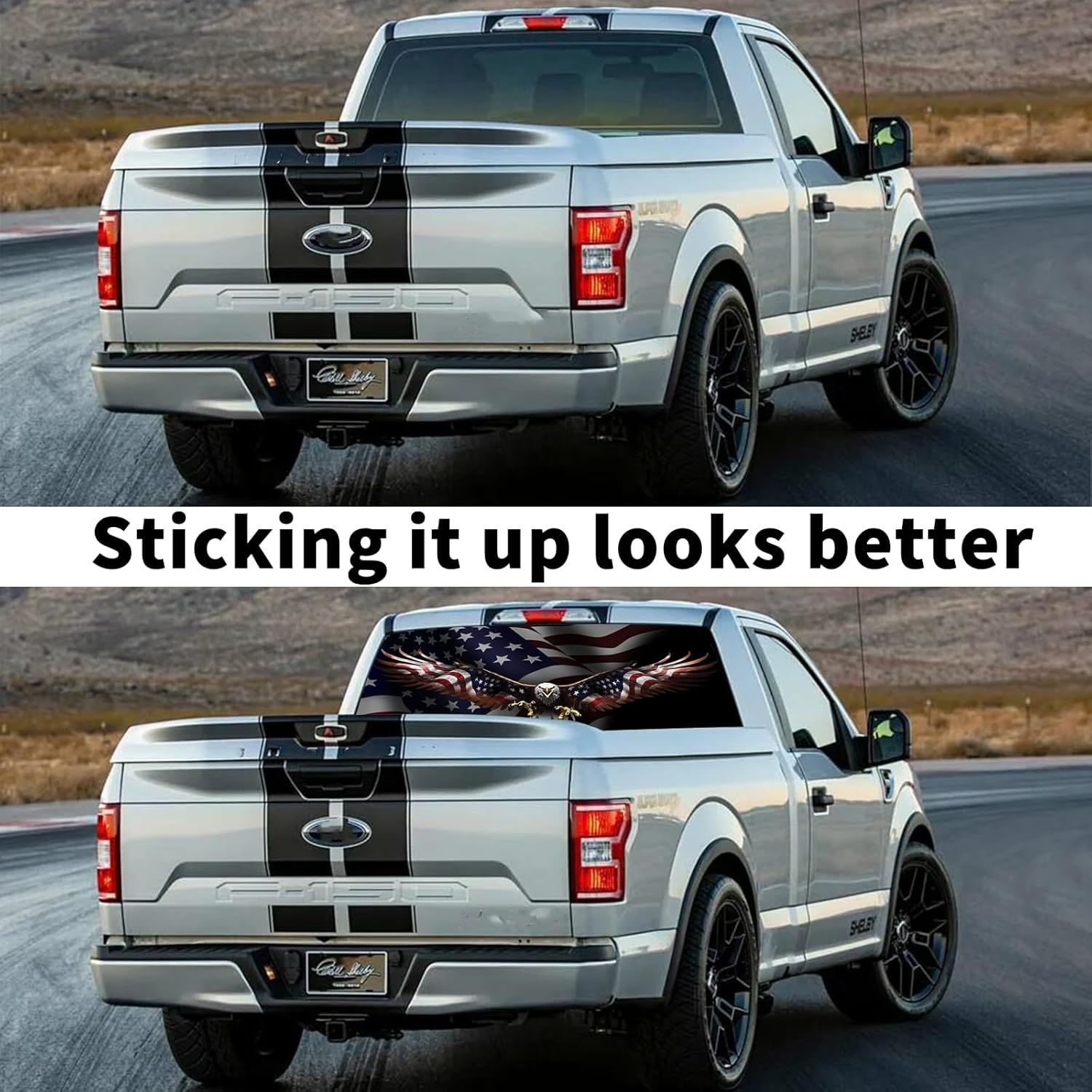 Rear Window Decals for Trucks - 65x22 in Back Window Decals Fit Most Pickup Trucks SUV, Vinyl American Eagle Flag Back Window Decal for Car Personalized Decoration - Colorful