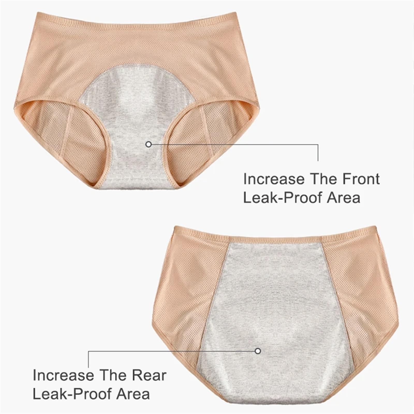 Bikinis Taillenslips 3-teiliges auslaufsicheres Menstruationshöschen in großer Größe, Baumwollhöschen, sexy physiologische Unterwäsche for Damen, Übergröße, wasserdichte Slips(Black 1pc,2XL-XXXL)