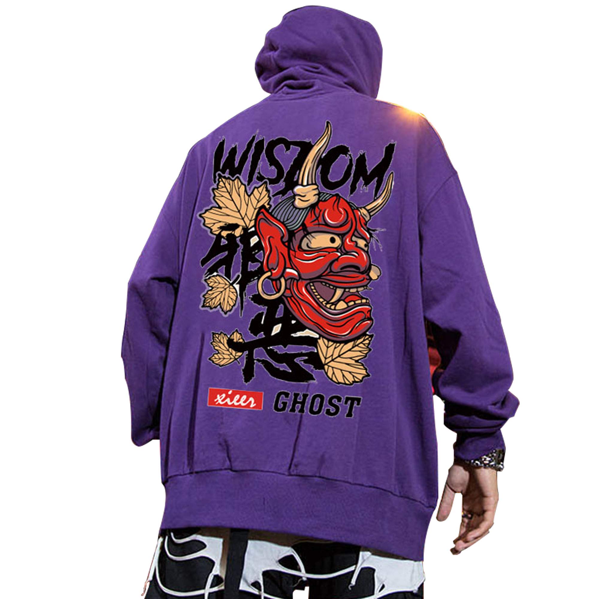 XYXIONGMAOTechware Graphic Men Hoodies Japanese Streetwear Oversized Ghost Hip Hop Evil Sweatshirt