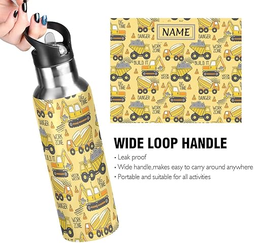 Miniatura 3 de Botella de agua personalizada para camión para niños, logotipo personalizado con nombre, tapa de popote de acero inoxidable, jarra de agua para