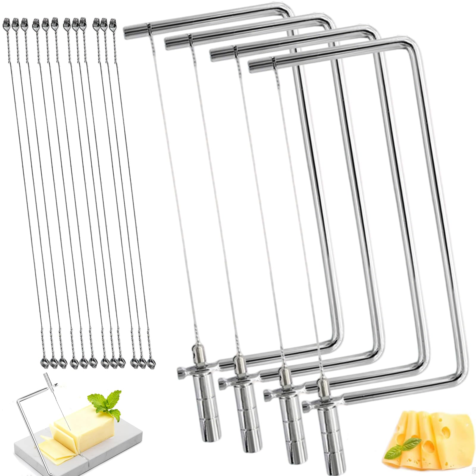 Kit de rebanadora de queso de acero inoxidable, accesorios de tabla de cortar de mármol con cuchillo y herrajes de 7 pulgadas, regalo perfecto para los amantes del queso y el entretenimiento