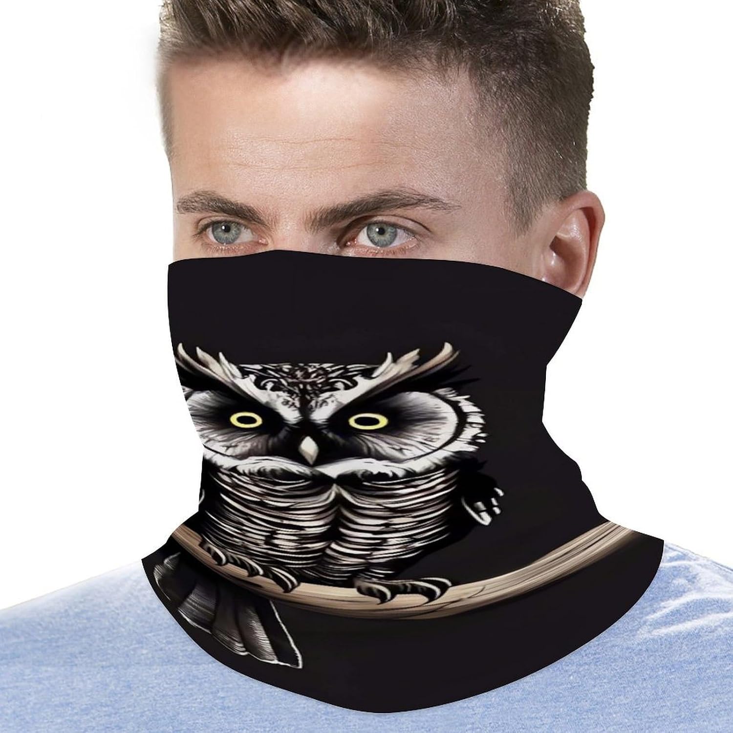 Late Night Owl Neck Gaiter UV Protection Polyester Face Gaiter Breathable Quick Dry Head Wrap Multifunctional Stretchy Seamless Bandana for Outdoor Cycling Hiking Skiing Running