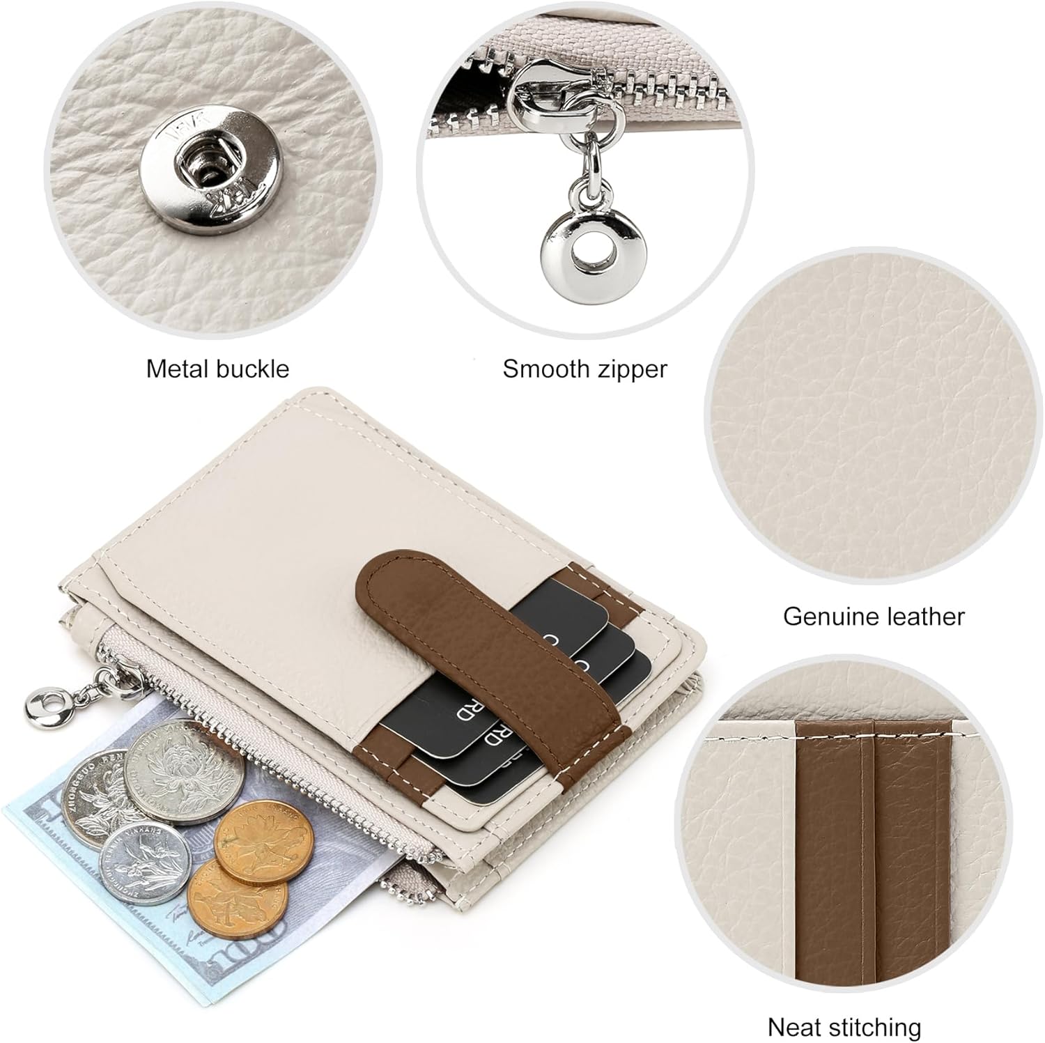 Slim Wallet for Women Genuine Leather Card Holder Thin Womens RFID Blocking Small Wallets - Image 5