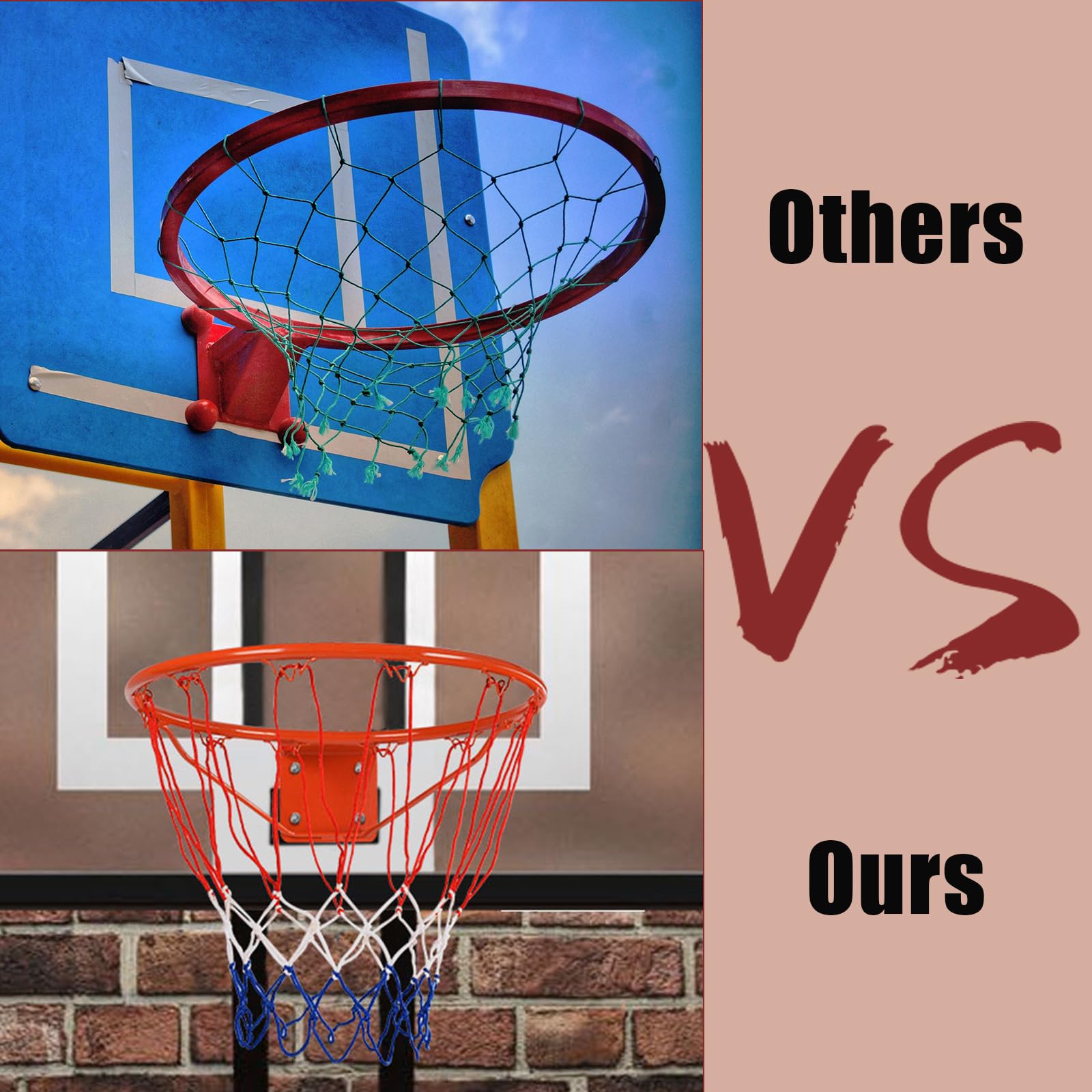 KOMFOTTEU Cesta de baloncesto de pared con malla de nailon y marco de metal, diámetro de 45 cm, para deportes de interior y exterior