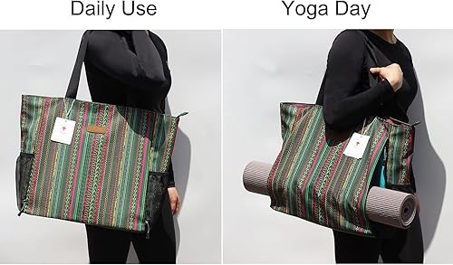 Miniatura 5 de ESVAN Bolsa para esterilla de yoga, bolsa de hombro, bolsa de transporte para oficina, yoga, pilates, viajes, playa y gimnasio