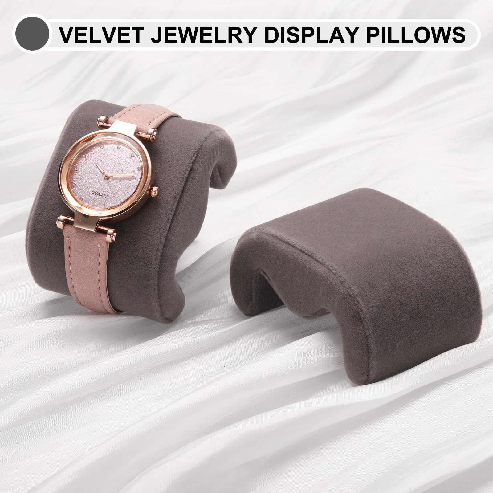 QUARKZMAN 2 szt. etui na zegarek poduszka aksamitna w kształcie litery M Watch Display Pad wymiana podkładki do wyświetlania i przechowywania bransoletek szary