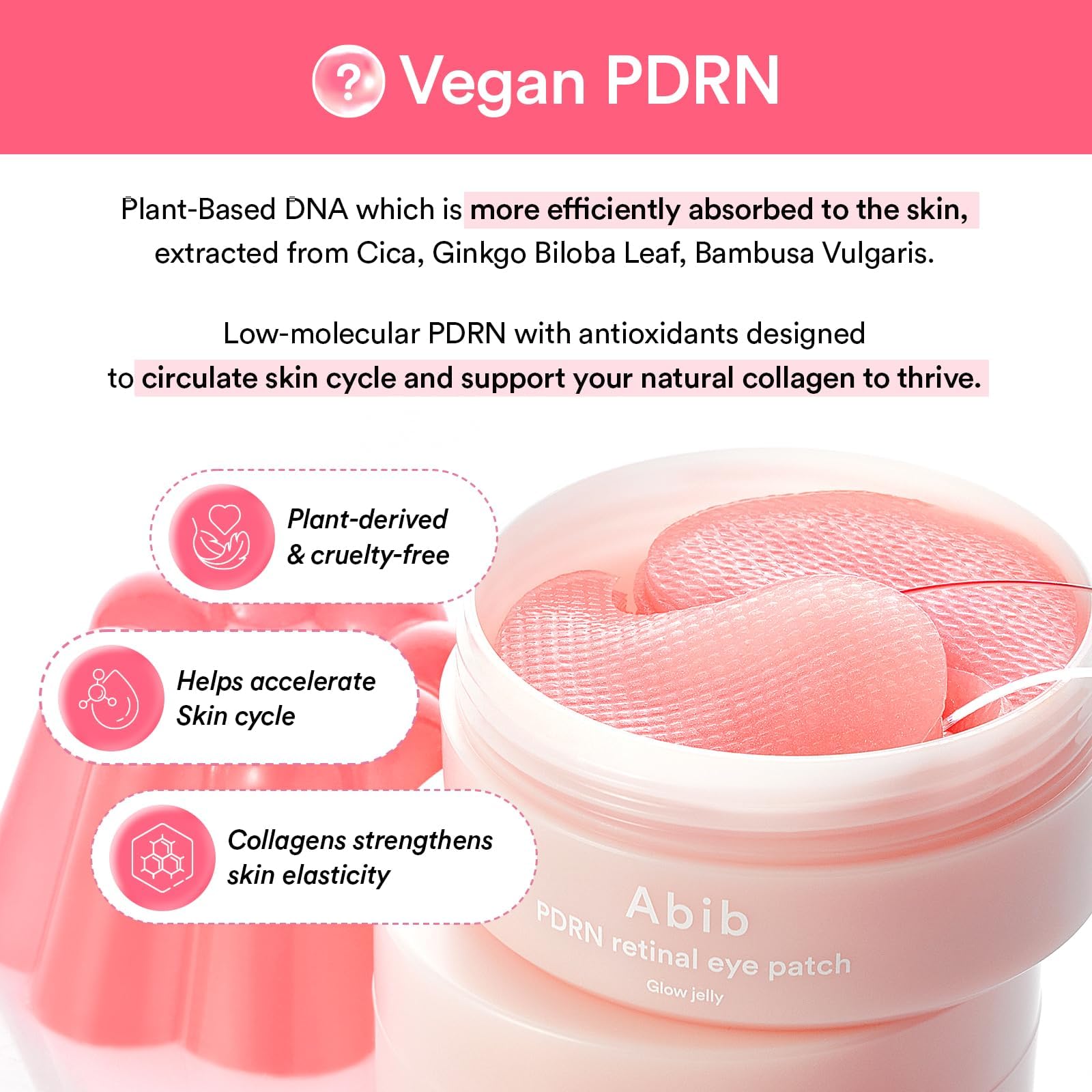 Abib Cerotti Per Gli Occhi Pdrn Retinal Eye Patch Glow Jelly Coreani Per Occhi Gonfi E Occhiaie, Antirughe, Collagene, Caffeina, Niacinamide 60 Cerotti,
