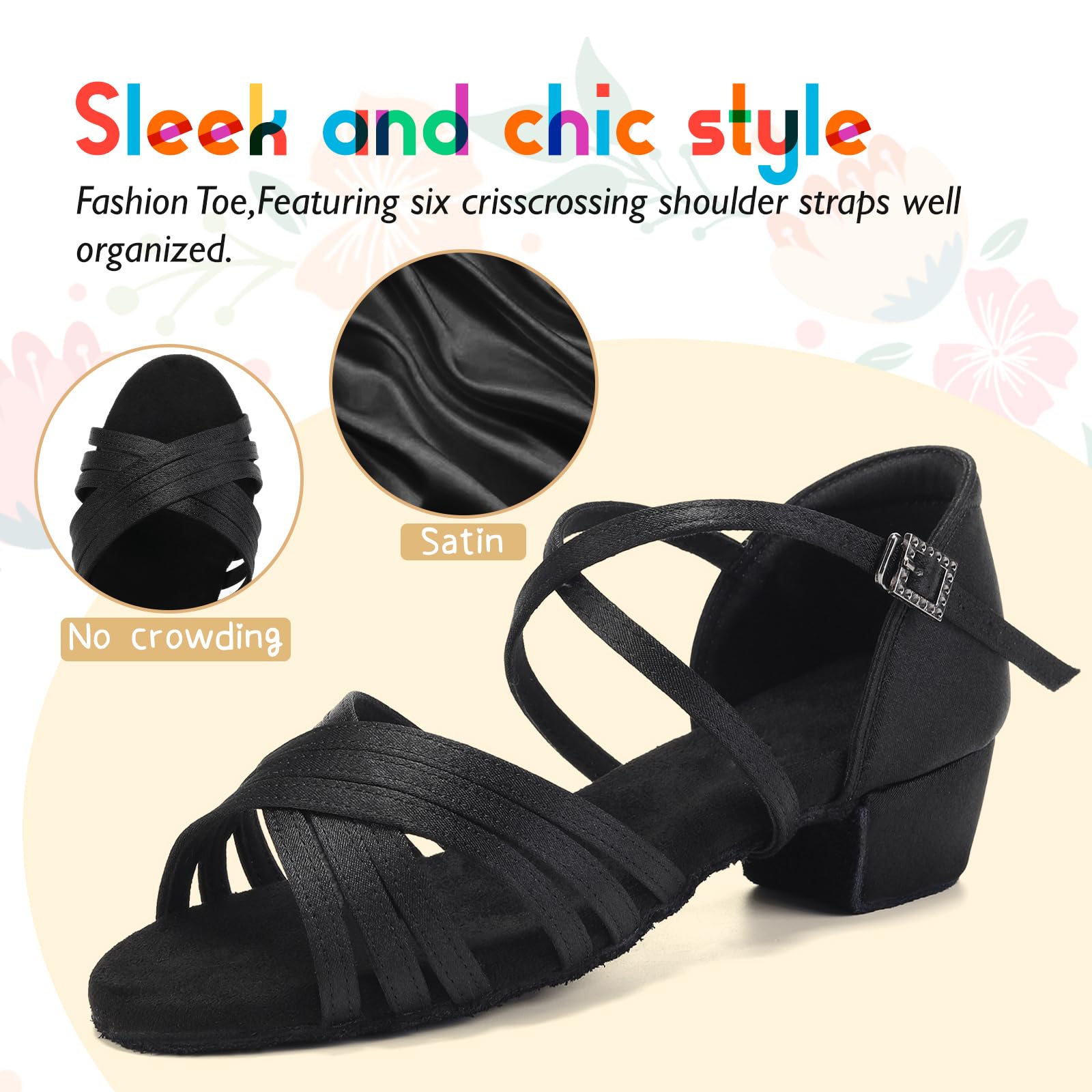SWDZM Chaussures de Danse Latine Fille avec Talon Bas de 3,5 cm de Salon Femmes