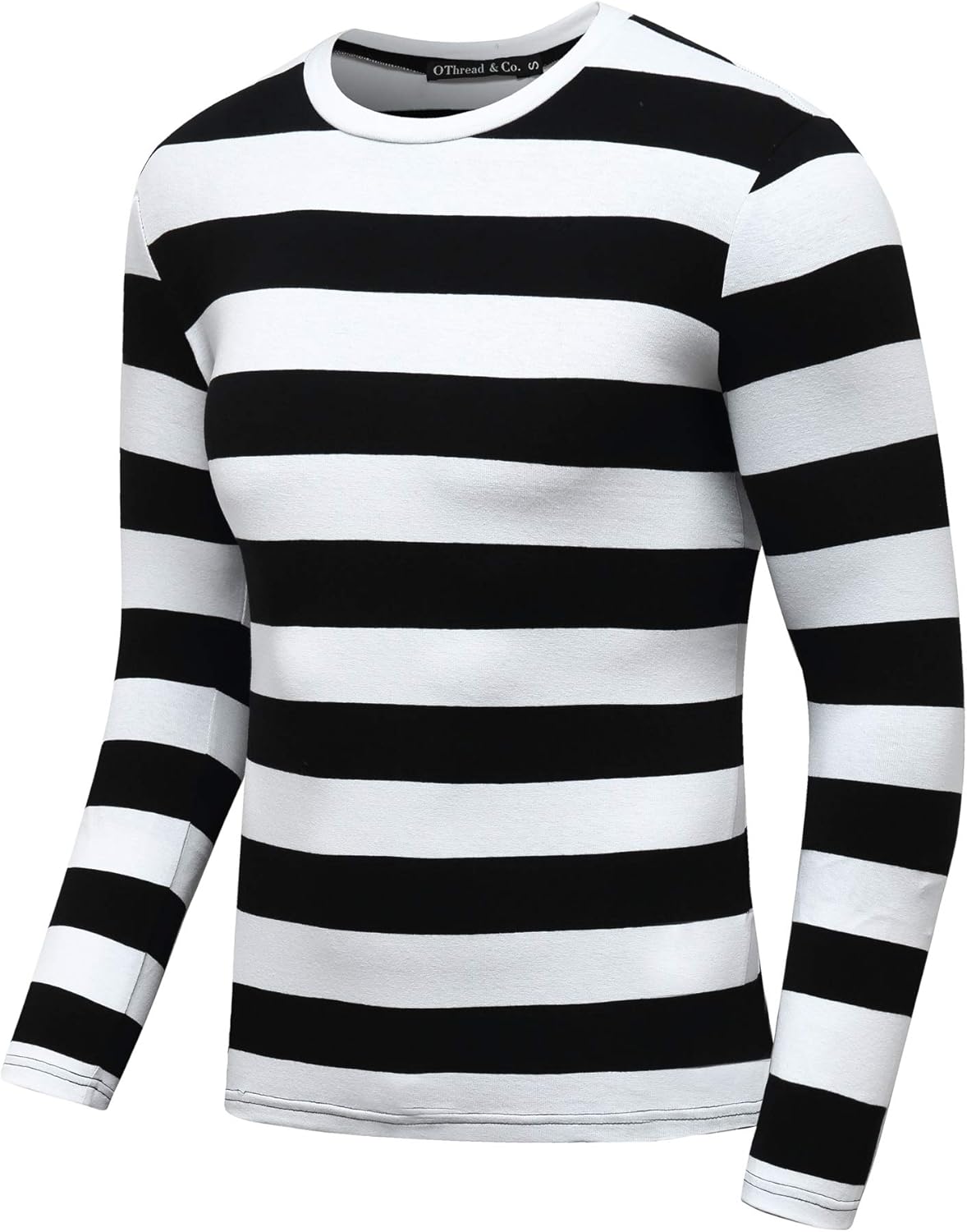 OThread & Co. Men's Long Sleeve Striped T-Shirt Basic Crew Neck Shirts - Image 2
