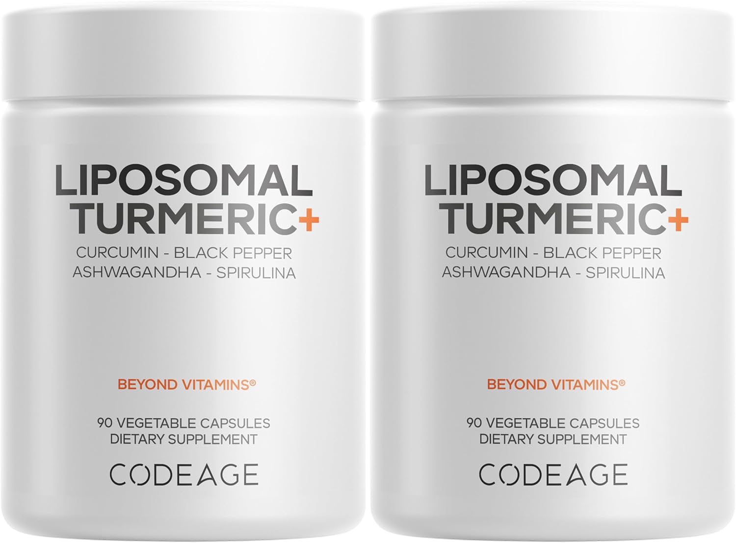 Codeage Organic Turmeric Supplement - 95% Curcumin Extract Pills - Liposomal Fermented Botanical Blend Black Pepper, Ashwagandha, Ginger, Stephania, Boswelia, Cumin, Digestive Bitters - 2 Pack