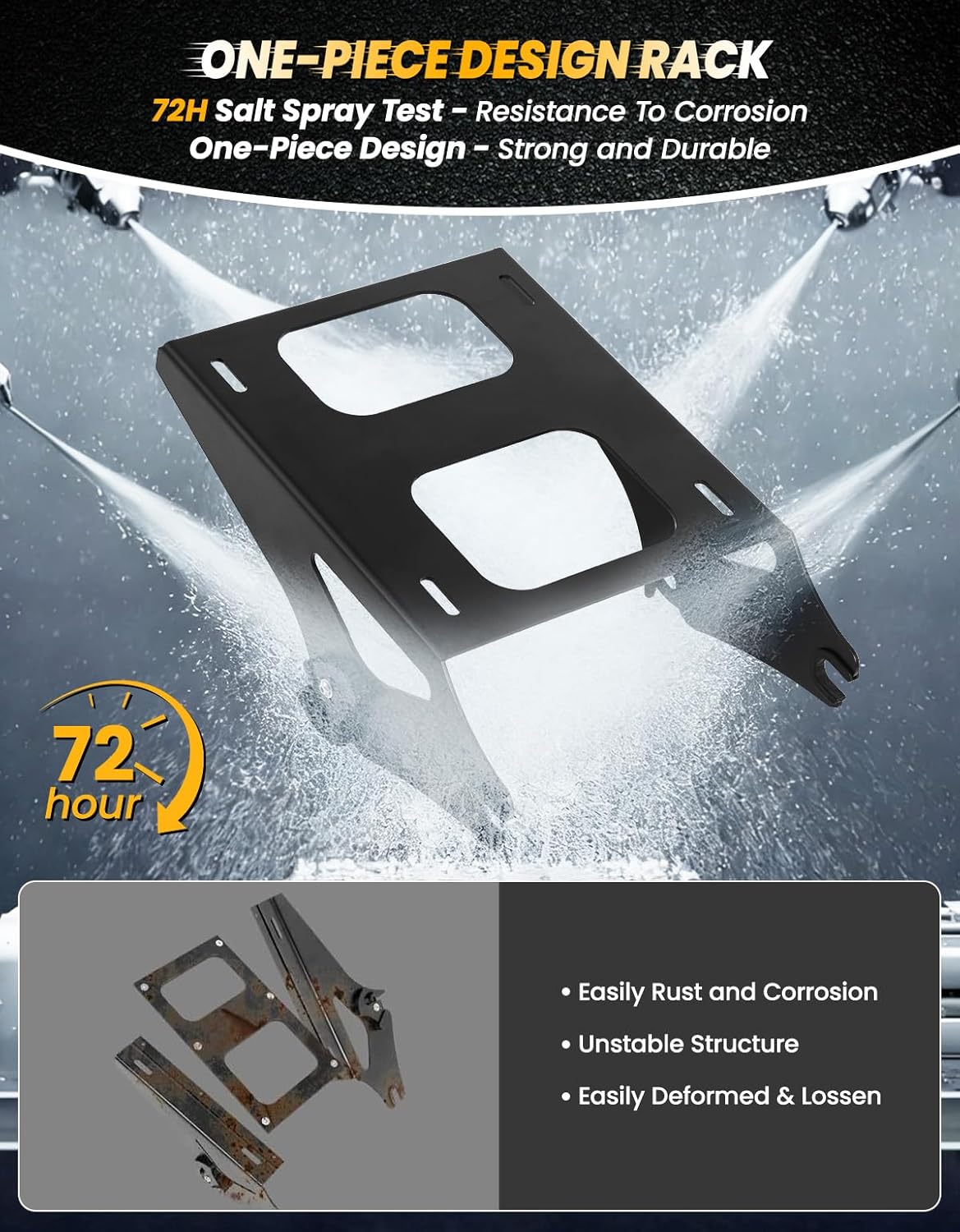Vivid Black King Luggage Pack Trunk Backrest Mount Rack Plate Fit for 2014-2025 Harley Touring Road King Street Electra Glide and Select CVO Models