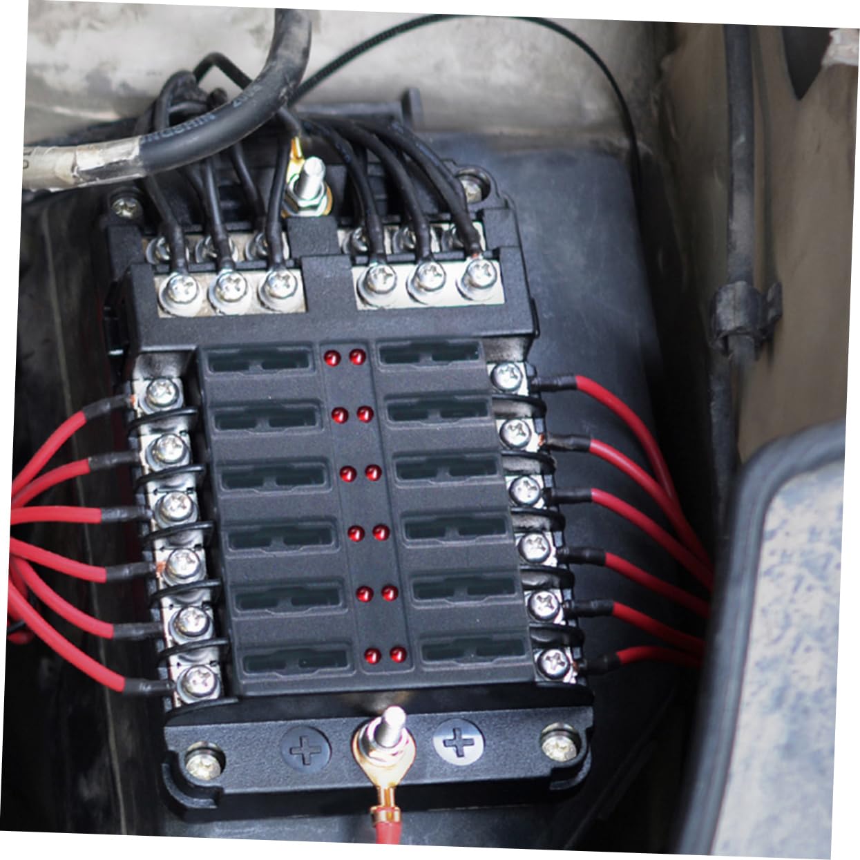 Universal 12 Way Fuse Box with Indicator Light Waterproof Car Fuse Holder for Automotive Circuit Compatible with RV Bus and Boat Wiring