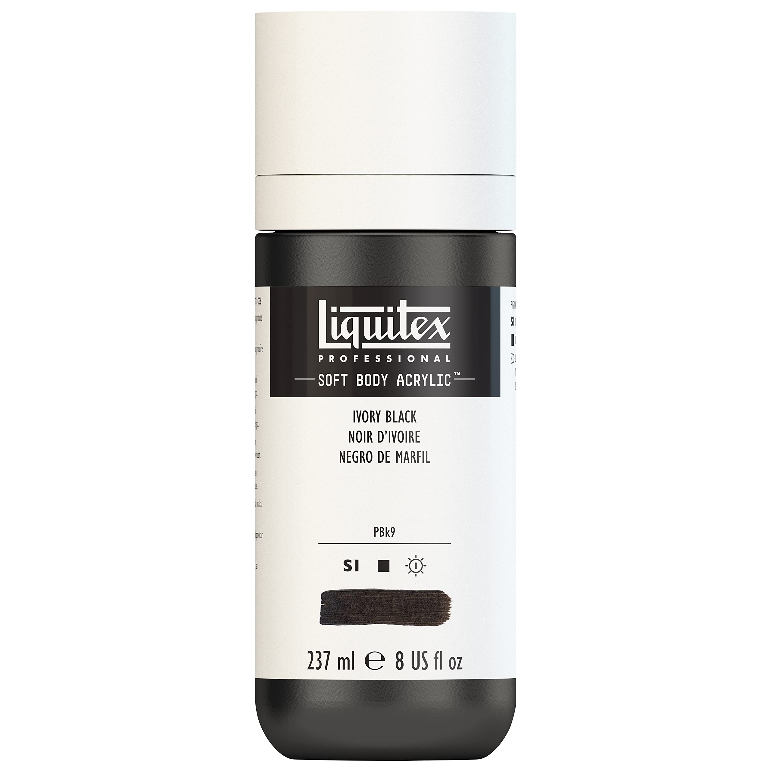 Liquitex 1923244 Professional Acrylic Paint Soft Body - Artist Paint in Creamy Opaque Consistency, High Pigmentation, Lightfast and Ageing Resistant, 237 ml Bottle - Ivory Black
