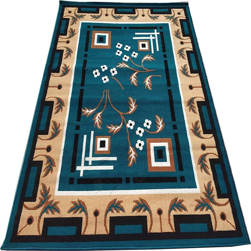 Super Softness Floral Design Rectangular Carpet For Living Room (Green Color 5X7 Feet)-image-24