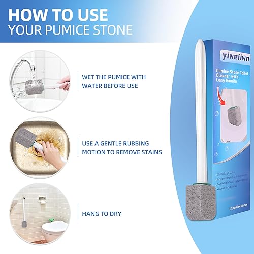 Miniatura 4 de Limpiador de inodoro de piedra pómez con mango largo, piedra pómez, limpiador de manchas de óxido y grasa, adecuado para inodoros, lavabos de baño,