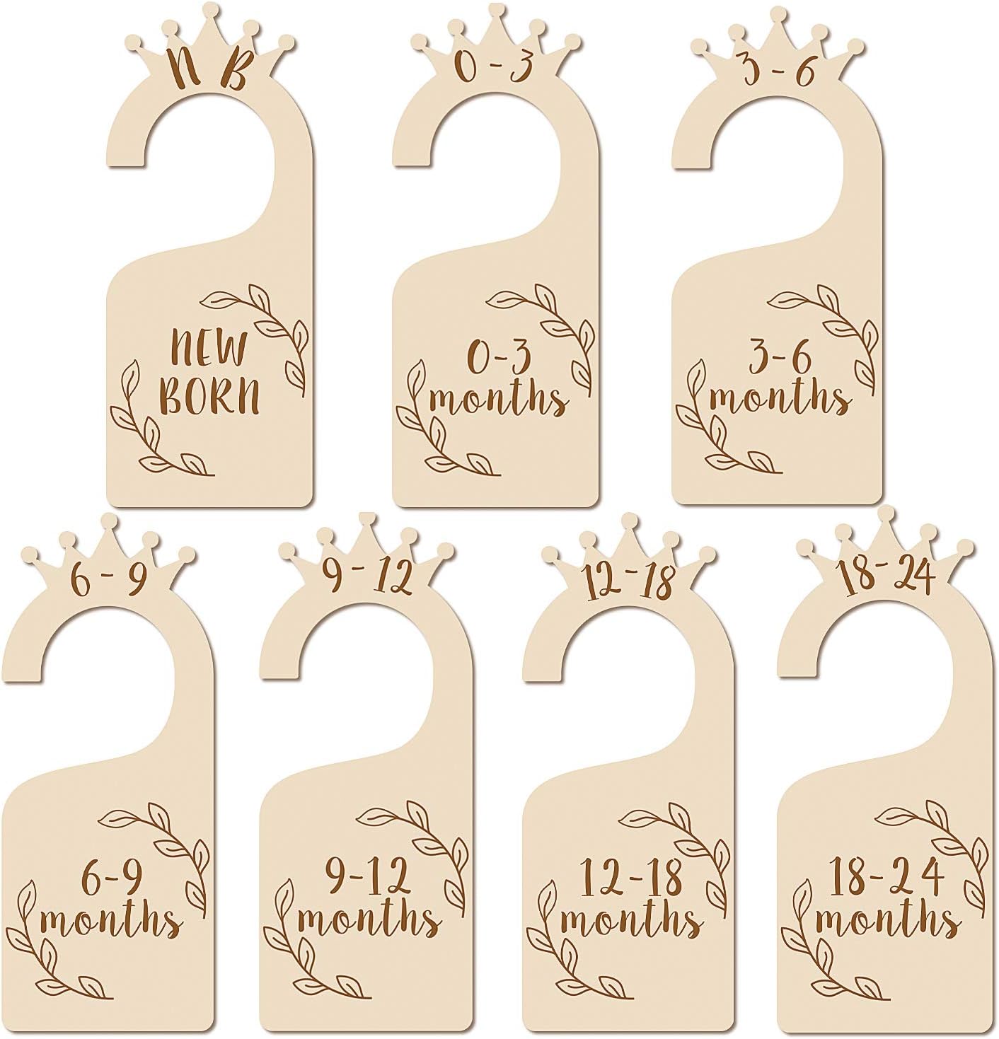 wavvter Wooden Unicorn Baby Closet Divider,Upgrade NB to 24 Months Baby Cloth Organizer by Age and Size Nursery Infant Wardrobe Divider Gift for Newborn Baby Shower (Crown) - Image 4