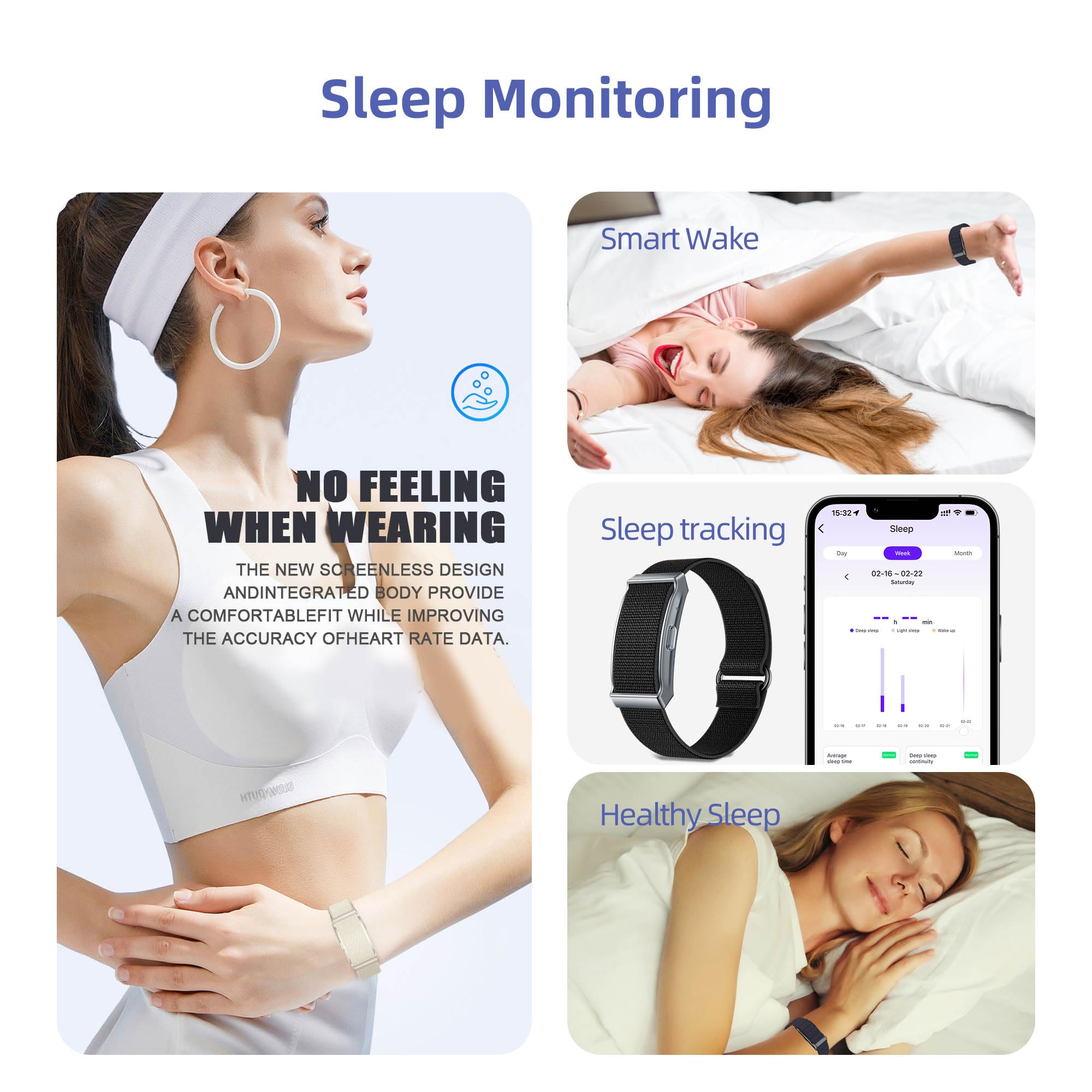 Fitness Tracker Mit 100+ Sportmodi, 45-60 Tage Standby, Aktivität/Schlafüberwachung, Wasserdicht 1ATM Fitness Aktivitätstracker Smart Armband