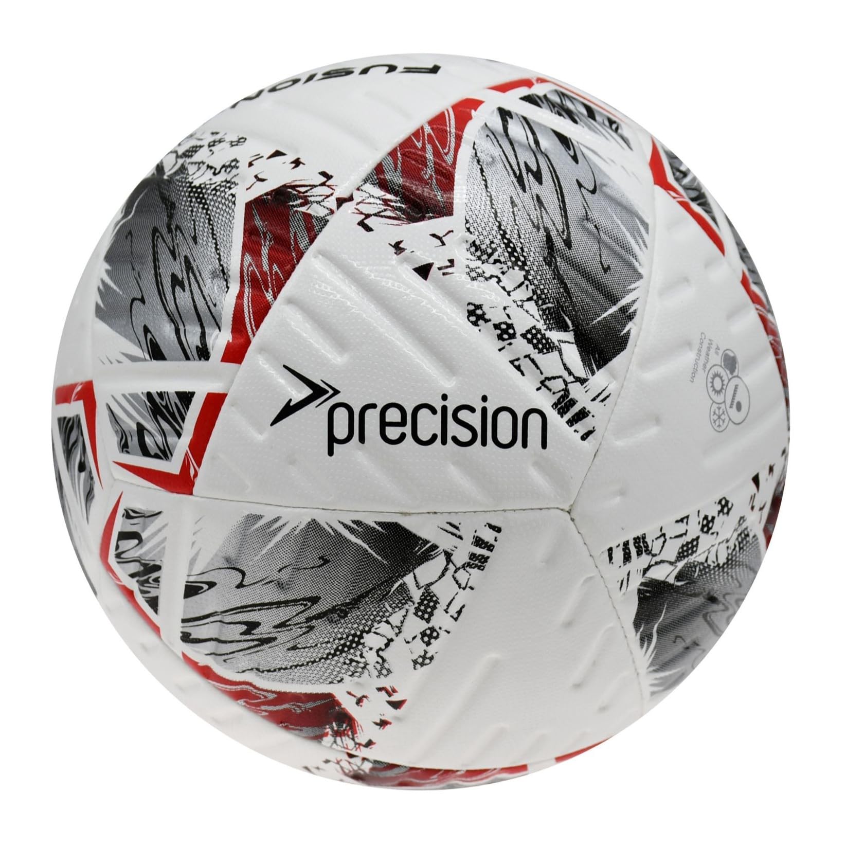 Precision Fusion Plus FIFA Basic Training Football, 12 Panel Textured TPU Match Ball, PU Sealed Seams, Grass 3G Astro, White/Silver/Red/Black, 3 — image 1