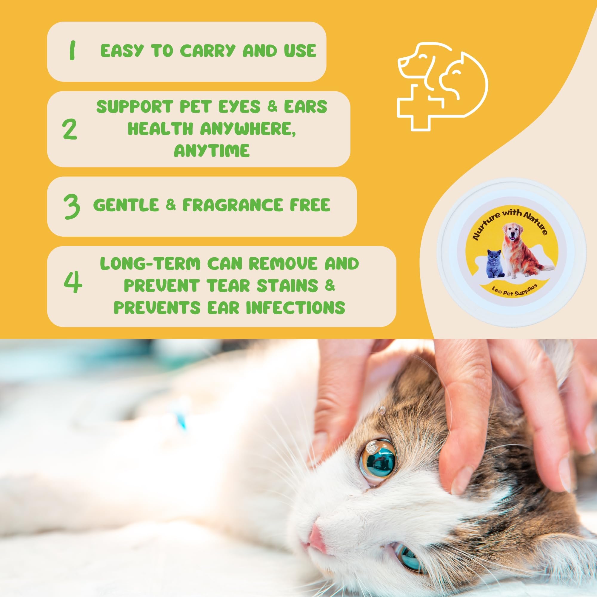 Eye & Ear Wipes for Pets - (100 Count) - Cleanser for Dogs and Cats, Non-Irritating Ingredients; Aloe Essence and Coconut Oil, Specially formulated, Everyday use, Unscented - image 5