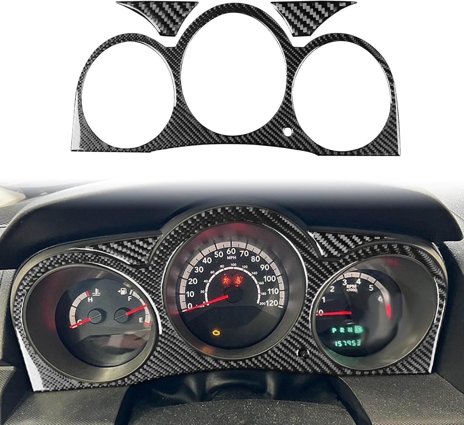 Car Carbon Fiber Accessories Speedometer Trim 3pcs Protective Cover Sticker Compatible with Dodge Avenger 2008 2009 2010