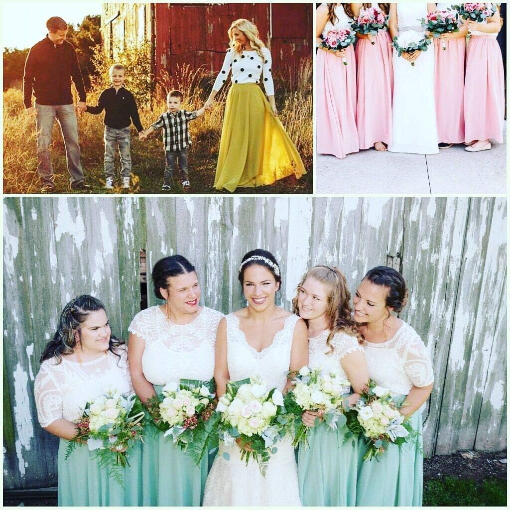 Womens A line Maxi Long Chiffon Skirt for Women Bridesmaid Party
