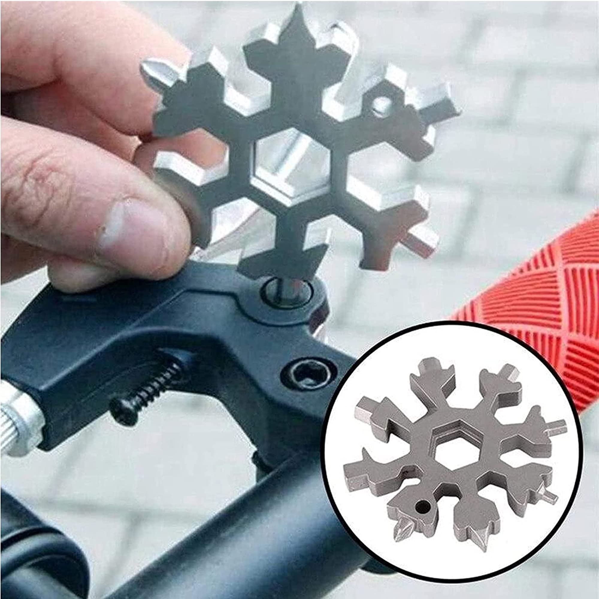 Multifunctional Snowflake 18 in 1 Tool Multi Tool Key-Chain-Screwdriver, Bottle Opener Tool Fits for Campers, Hikers, Bikers or Householder 1