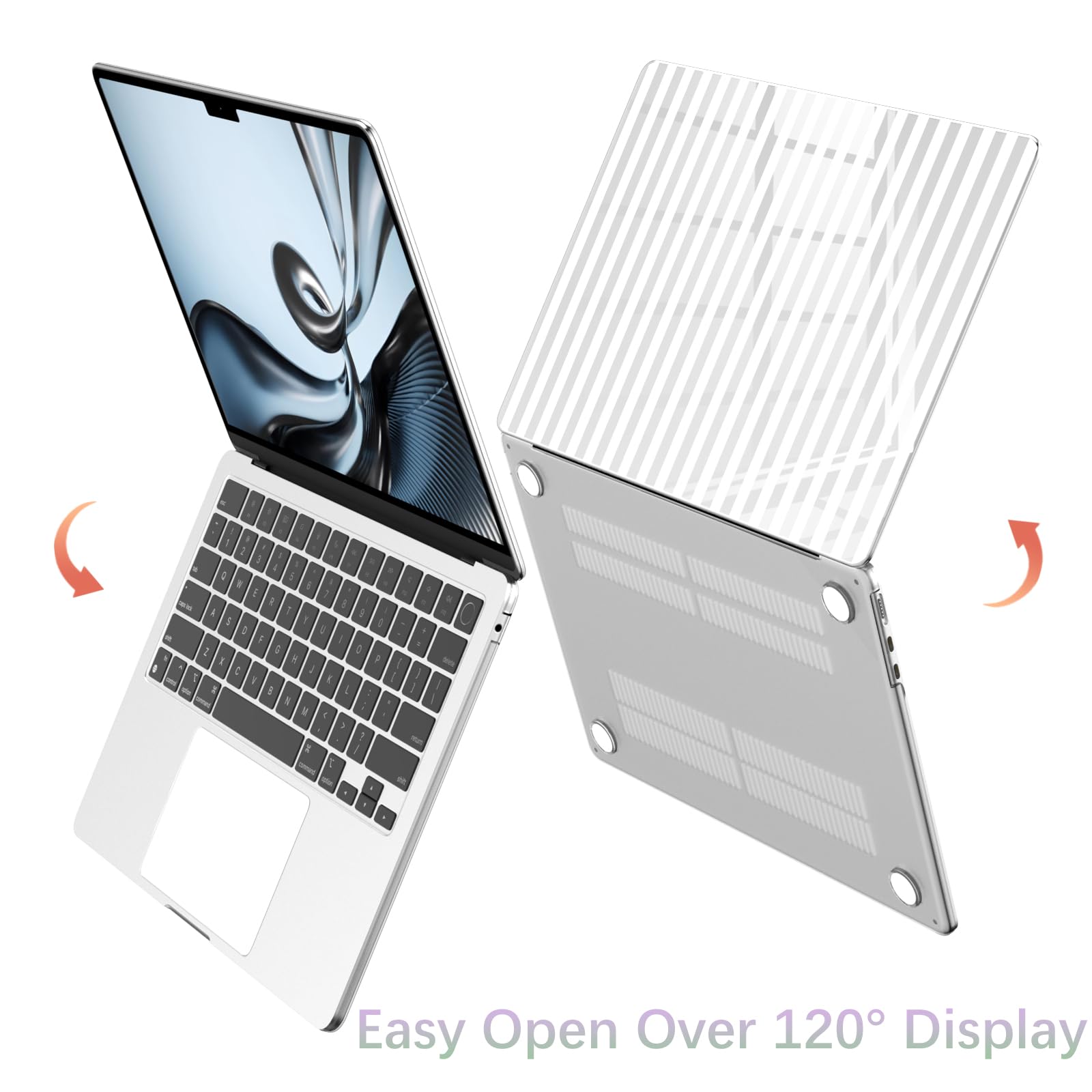 Funda protectora transparente para MacBook Pro de 33 cm M2 2025, 2024-2016 A2338 M1 A2251 A2289 A2159 A1989 A1708 A1706, bonita funda rígida protectora de rayas blancas para Mac Pro 13