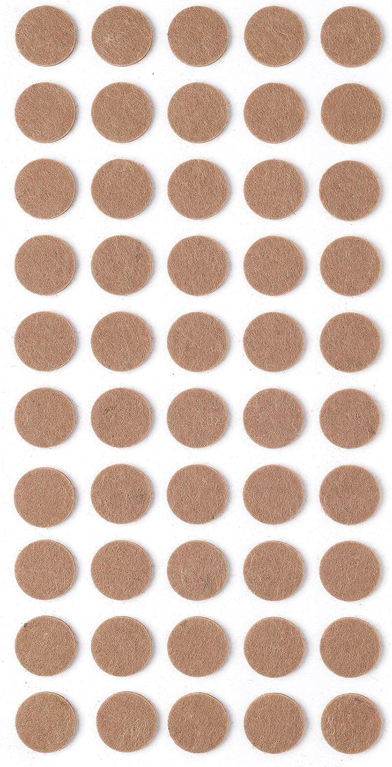 Kahverengi 50 Adet Yapışkanlı Sandalye, Masa, Koltuk Altı Parke Koruma Keçesi, Yuvarlak, 1,8 Cm