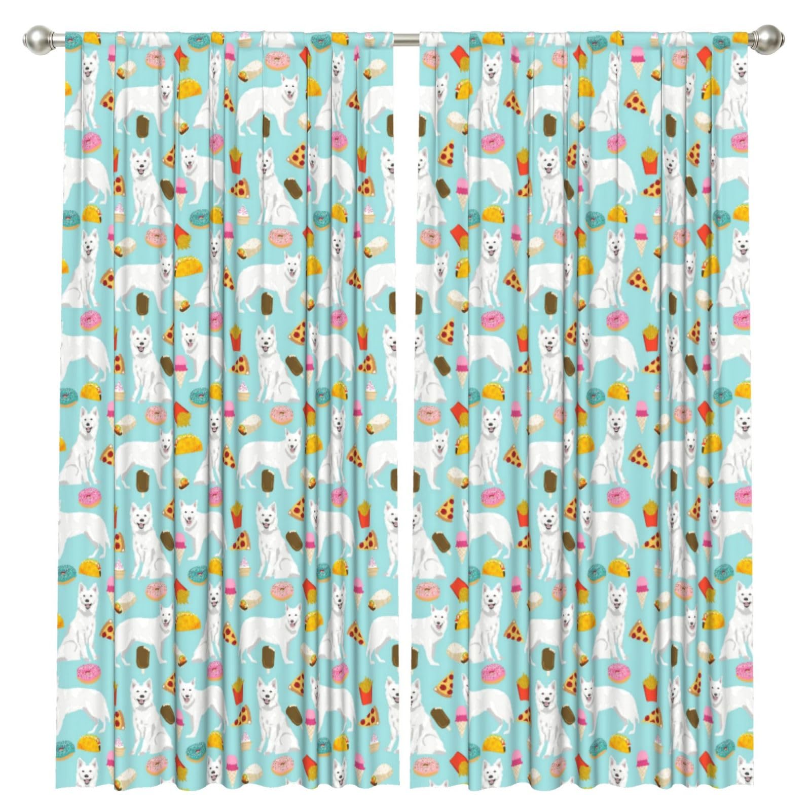InOmak White German Shepherd, 2 Panels Window Curtains 52 x 84 Inch Blackout Curtains for Living Room Bedroom