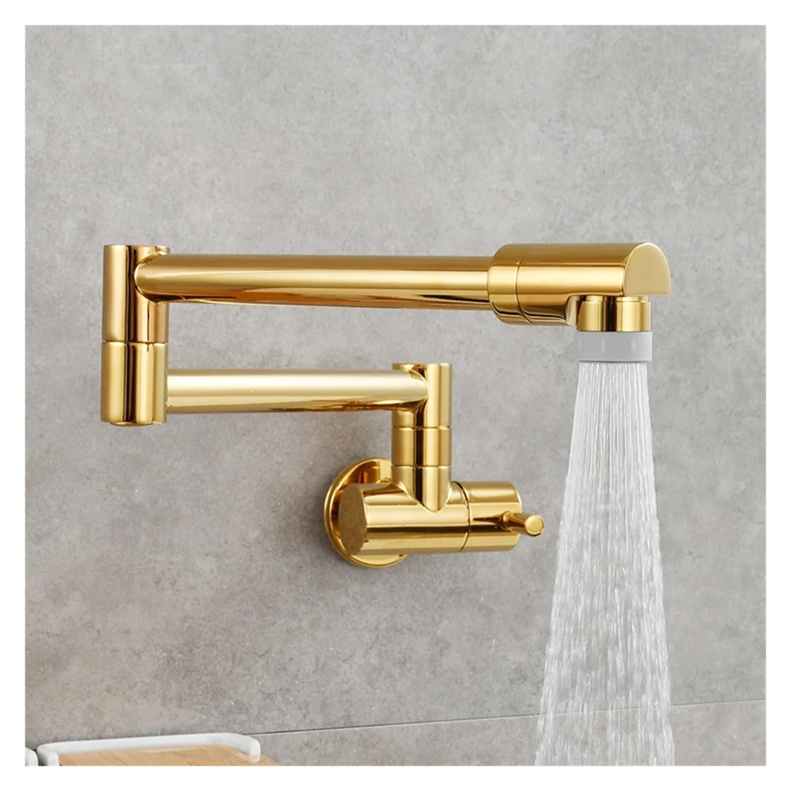 Ewsdsfs 2 Function Titanium Brass Pot Filler Faucet 360 Rotatable Folding Lengthened Tap Wall Mount Kitchen Cold Water(2 Function Titanium)