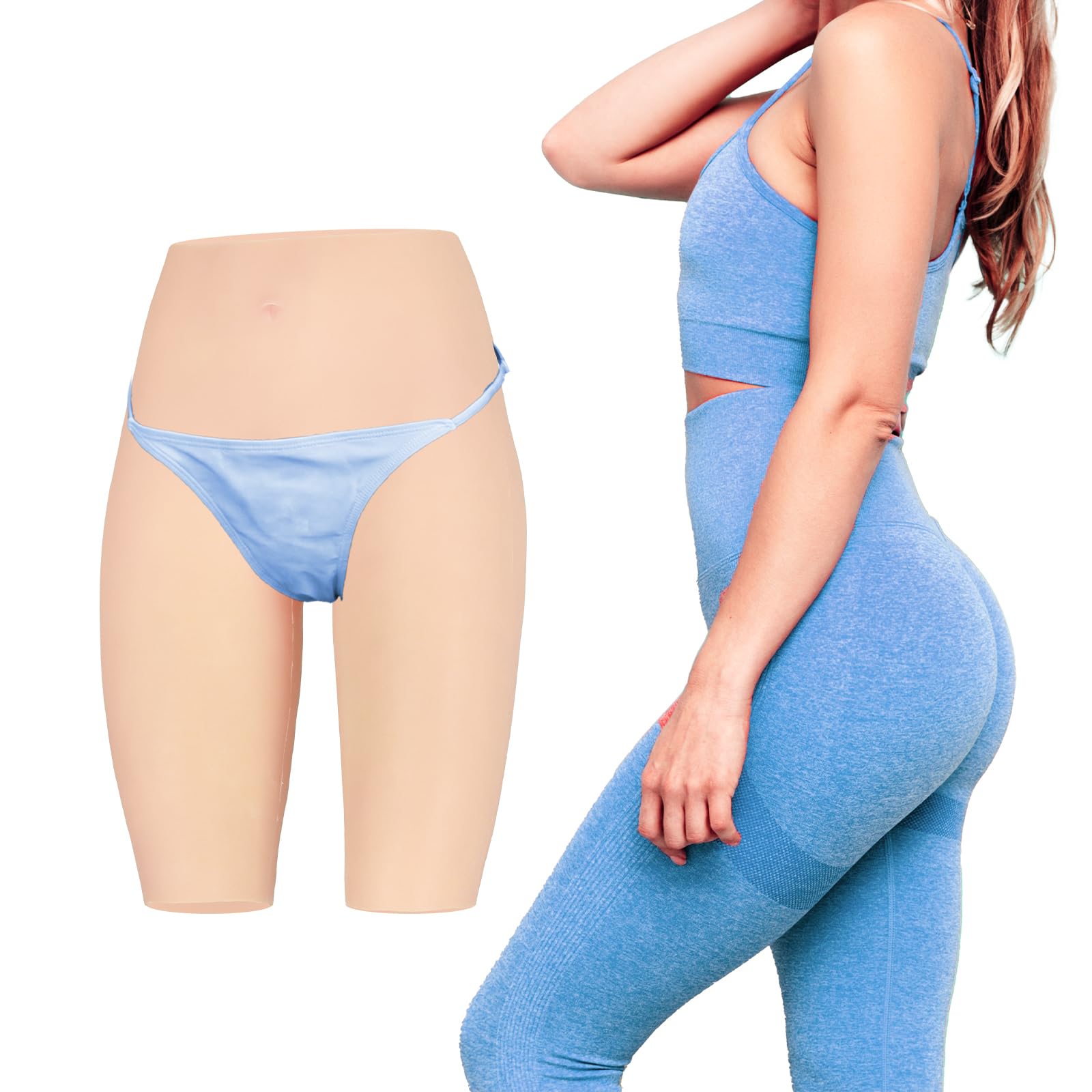 KUMIHO Culotte Silicone Travestie 5-Points Silicone Pants Fessier Silicone Realiste Sissy pour Travesti Drag Queen Transgender Corssdresser (Blanc)