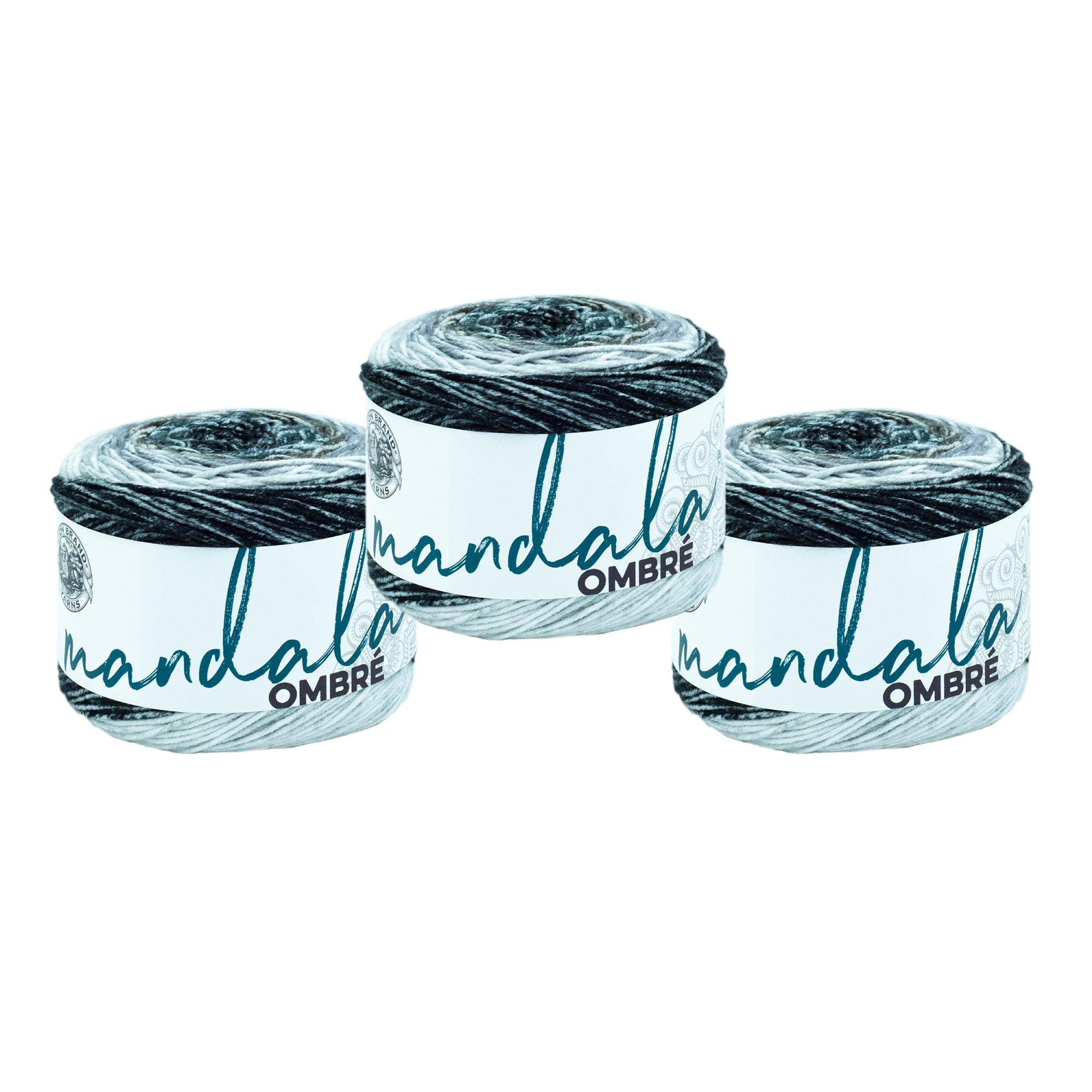 Lion Brand Yarn (3 Pack) Mandala Ombre Yarn, Cool