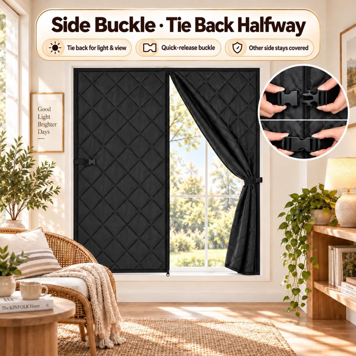 Rideau Thermique Fenêtre Occultant Amovible Rideau Isolant Anti Froid Hiver