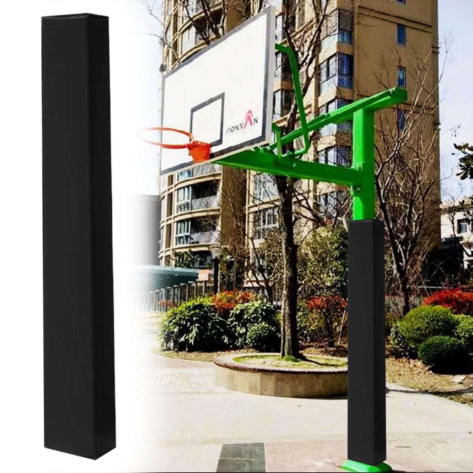 Basketball Pole Padding Wrap, Custom Protector Pad for 4x4 6x6 8x8 Support Posts, Universal Fit for Outdoor Hoops, Durable Foam Padding for Safety