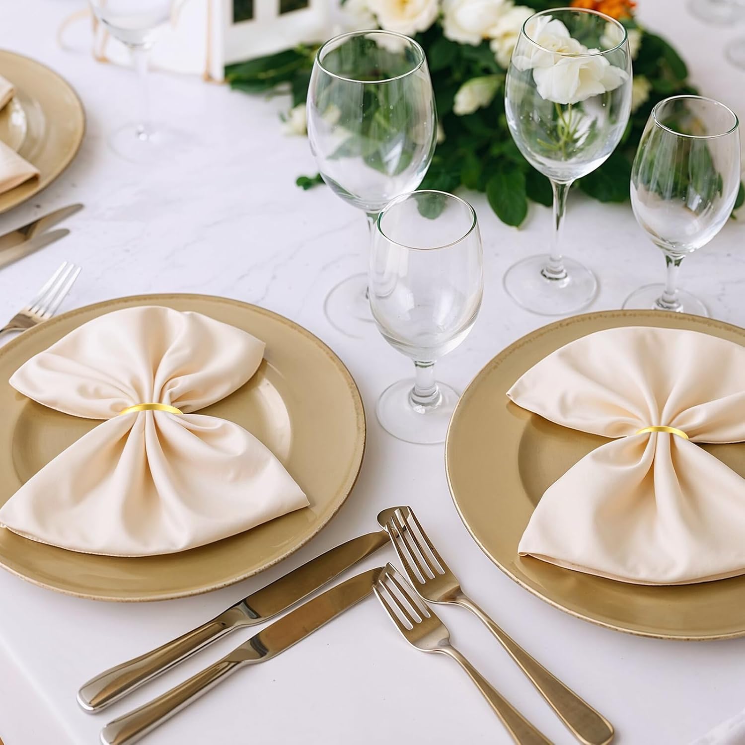 100Pcs Gold Napkin Rings Bulk, Elegant Gold Napkin Rings, Servilleteros para Mesas for Weddings, Parties, Dinners